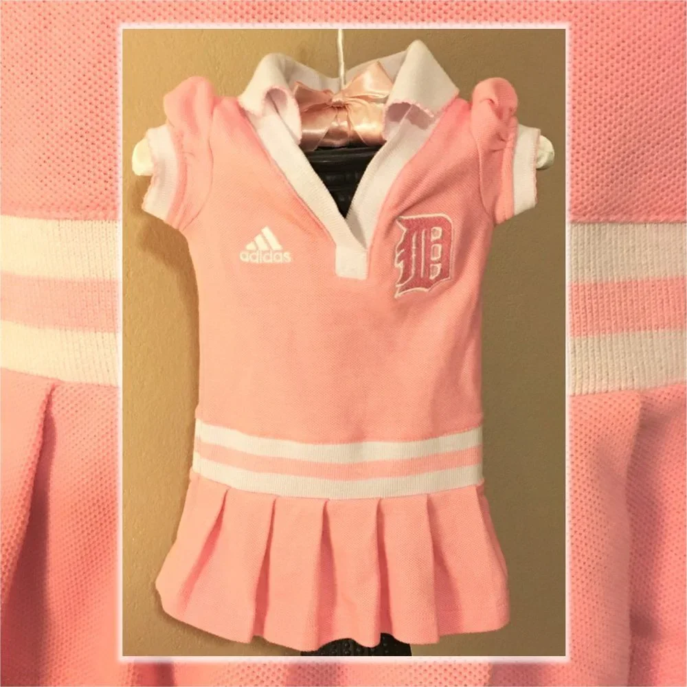 ADIDAS Detroit Baseball Fan Pink Polo Dress 0-3M - Picture 1 of 10